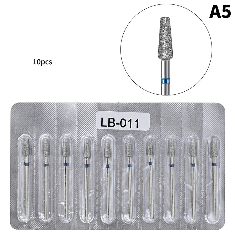 10Pcs Diamond Milling Cutter For Manicure Electric Nail Drill Bits Accessory Pedicure Machine Nail File Gel Remover Tool
