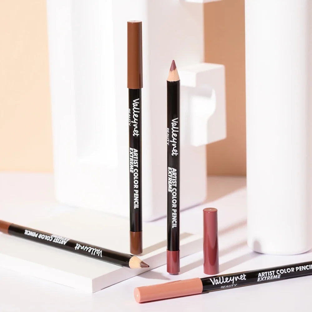 Blushimmer nude brown lip liner and eyeliner set, long-lasting matte waterproof lipstick, 4-piece women's lip cosmetics collection.