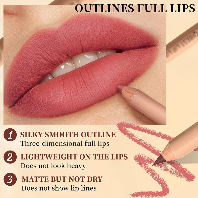 Blushimmer 12-piece matte lipliner set with smooth application, non-smudging, non-fading, ideal for natural makeup looks