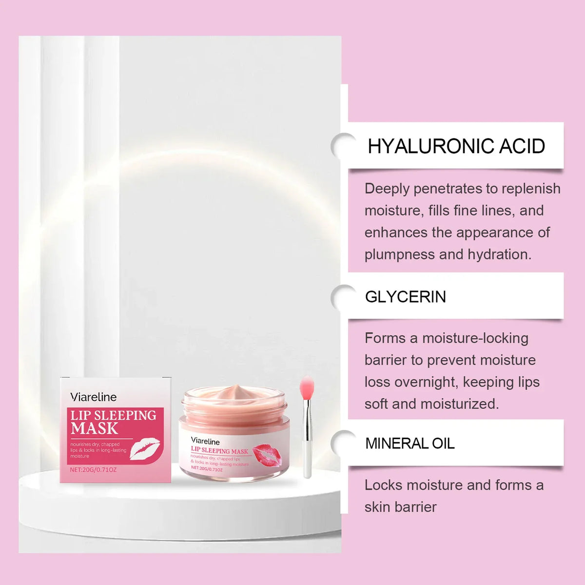 Blushimmer 20g overnight hydrating lip mask for dry, chapped lips, deep nourishing treatment for soft, plump lips.