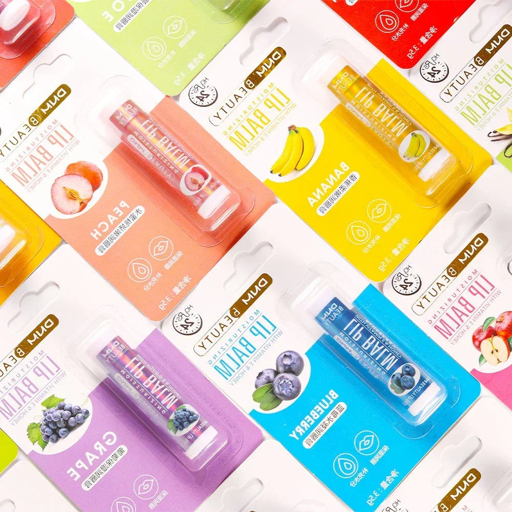 Blushimmer fruit lip balm and lip gloss set with moisturizing, clear, anti-wrinkle, long-lasting hydrating lipstick and lip oil.