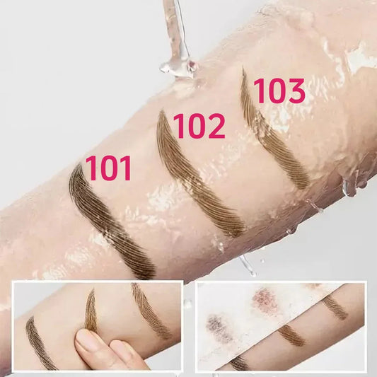 Blushimmer waterproof 3-color microblading eyebrow pen with split head for natural eye makeup and brow enhancement.