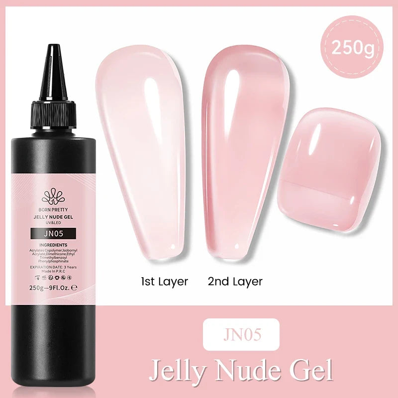 Blushimmer Born Pretty black and white color gel nail polish set with semi-permanent nude gel refill package for UV and LED nails.