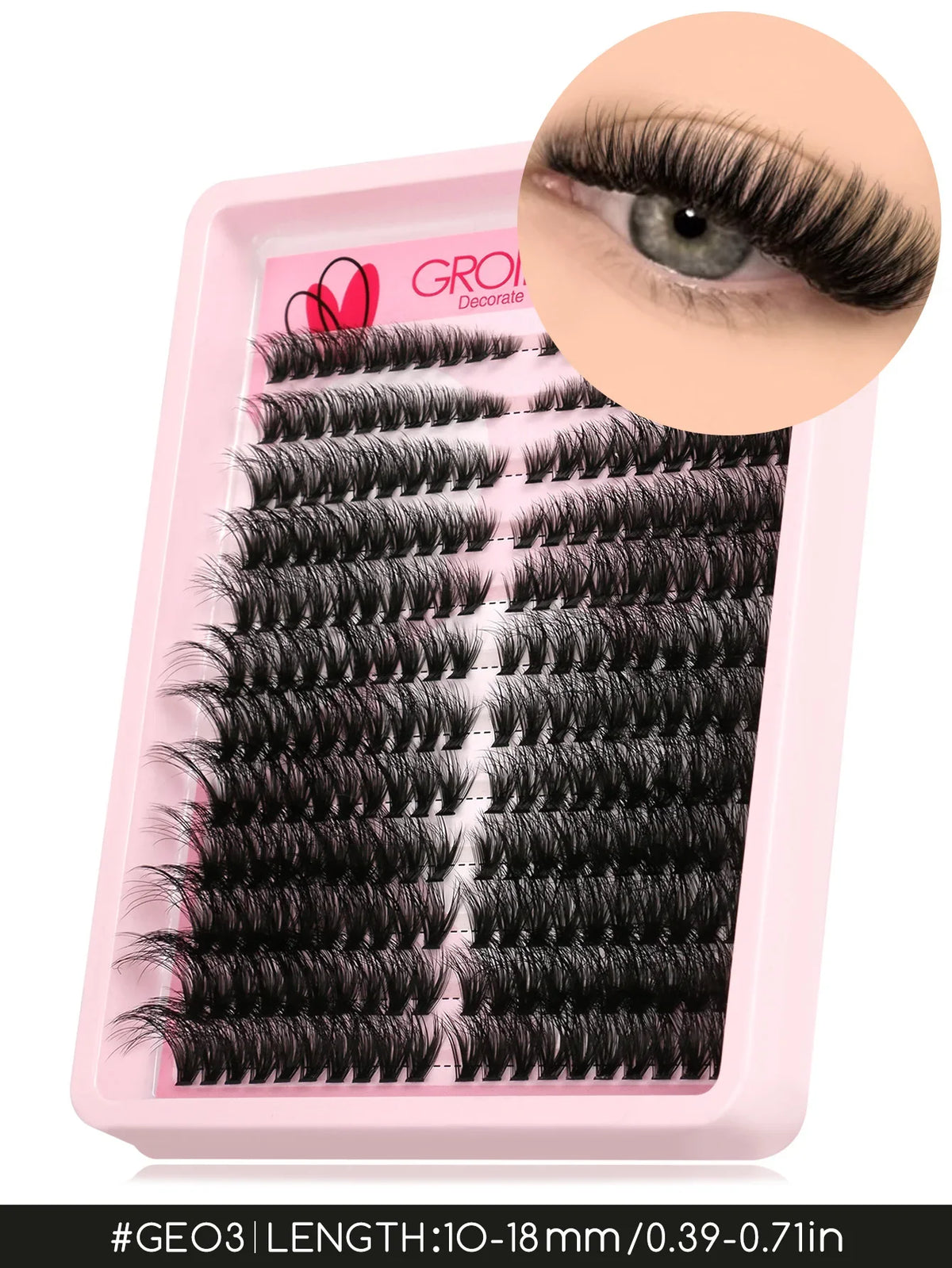 Blushimmer GROINNEYA Lashes Clusters cat eye wispy individual eyelash extensions with fluffy volume, ideal for DIY makeup.