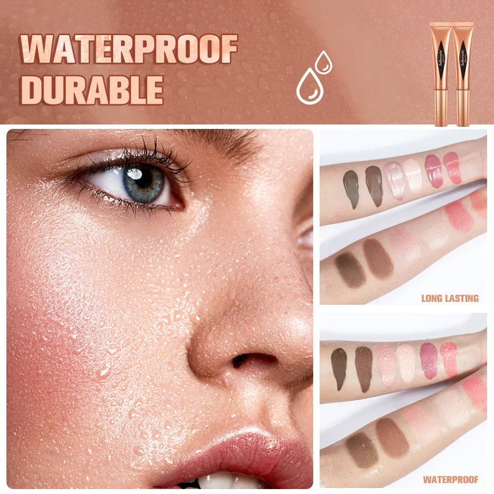 Blushimmer liquid contouring highlighter stick with matte finish for brightening and nose shadow, small V face blush and highlight.