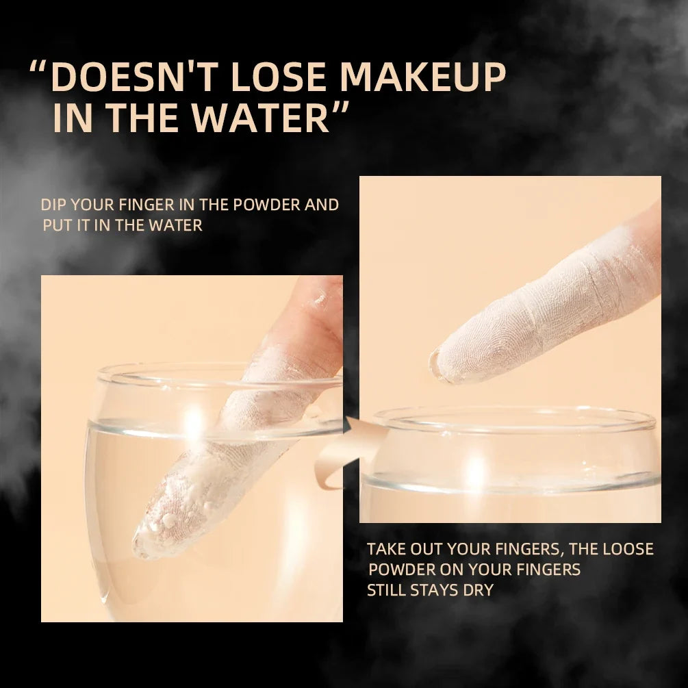 Blushimmer QIBEST waterproof loose powder with matte finish, oil-control, long-lasting setting powder for flawless face makeup.