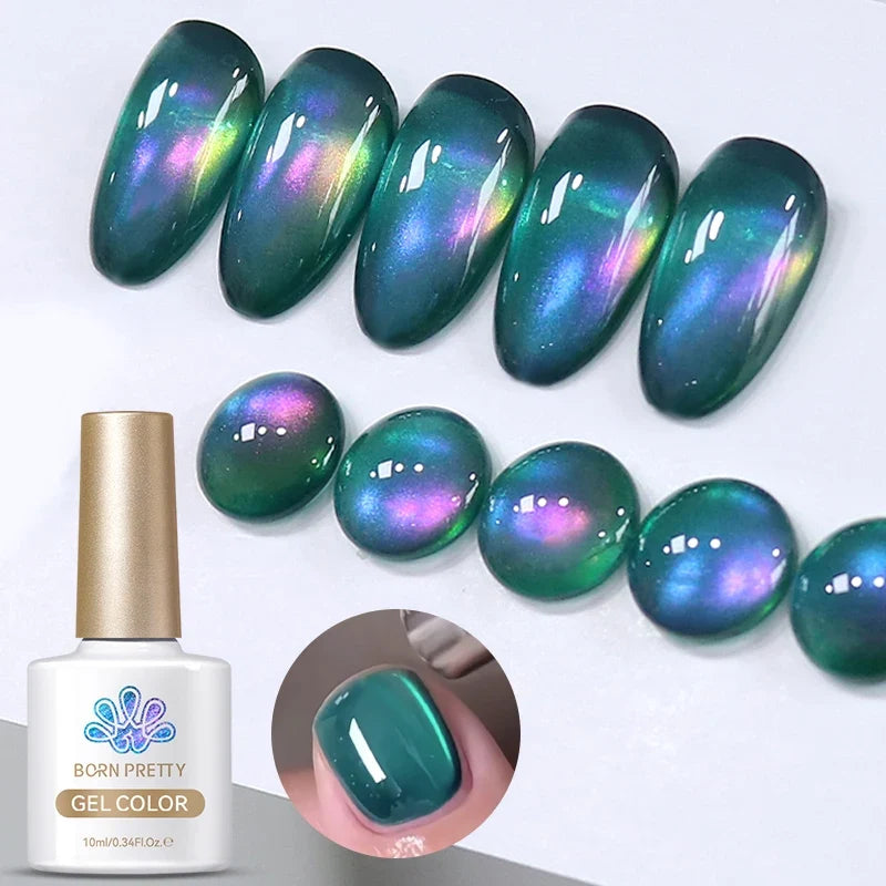 Born Pretty 10ml purple grape cat magnetic gel nail polish with glass beads and whitening guava accents, perfect for stylish manicures.