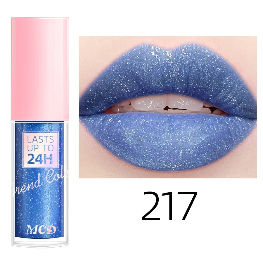 Blushimmer 18-color glitter lip gloss with long-lasting, waterproof liquid lipstick, lip oil, tint, and moisturizing balm.