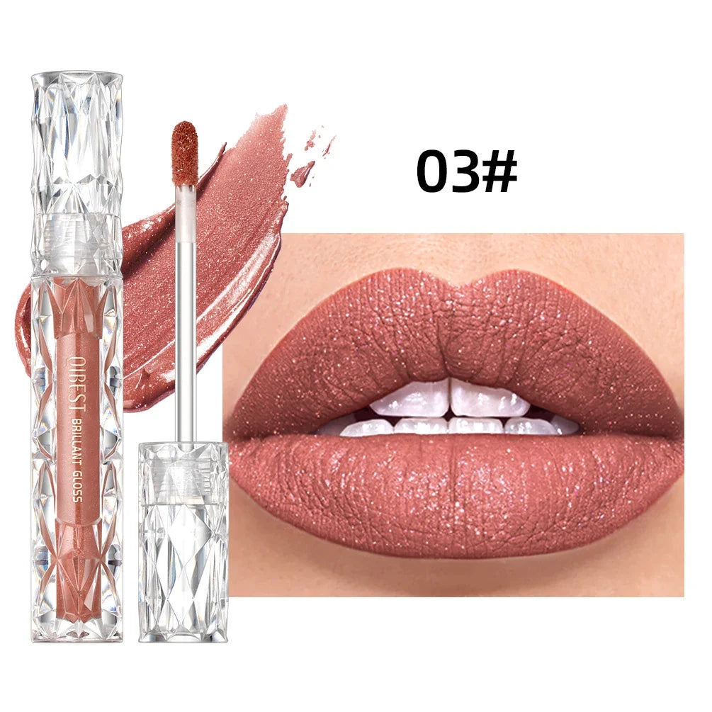 Blushimmer QIBEST 10-color matte shiny glitter liquid lipstick and lip gloss with waterproof, long-lasting, diamond finish for women.
