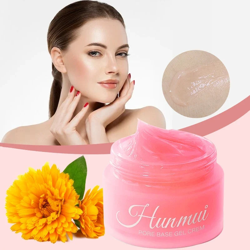 Blushimmer matte finish gel pore base cream with hydrating formula, hiding pores and fine wrinkles for a brightening facial primer.