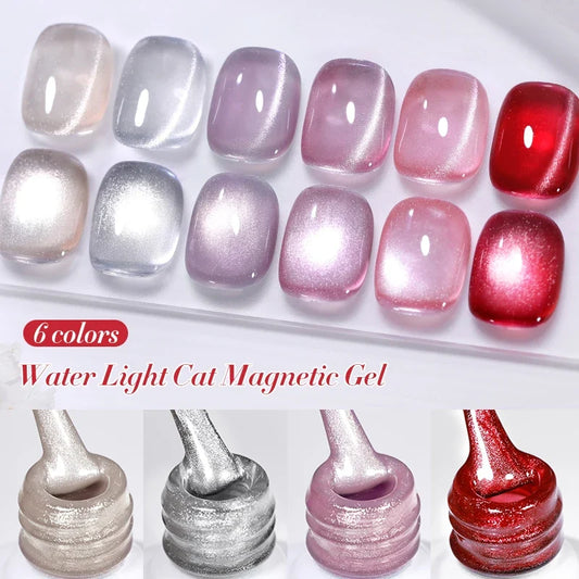 Silver water light cat magnetic gel nail polish in 10ml bottle by Blushimmer, featuring semi-permanent gel for fall and winter nail designs.
