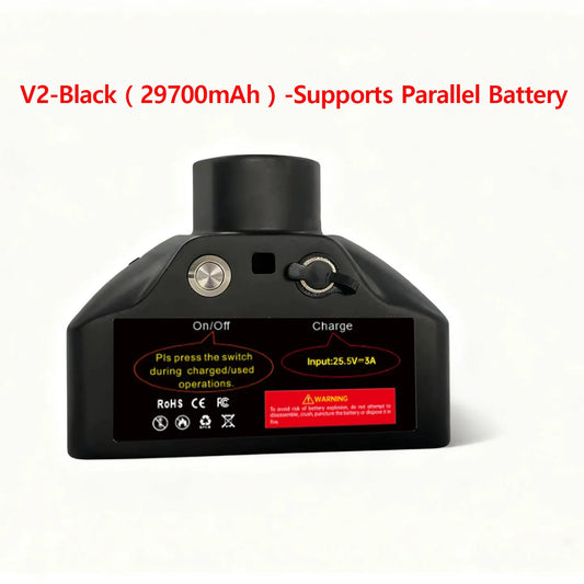 Expandable BACKUPMYFILESNOW® battery pack for Starlink Mini, portable 29700mAh power bank with parallel connection for outdoor use.