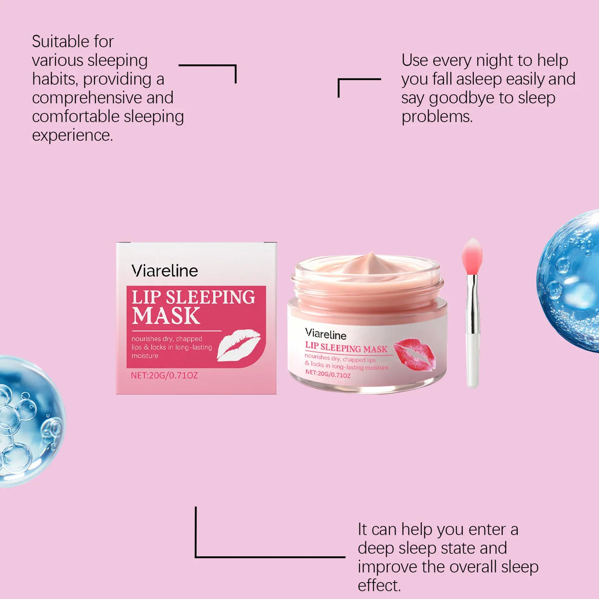Blushimmer 20g overnight hydrating lip mask for dry, chapped lips, deep nourishing treatment for soft, plump lips at night