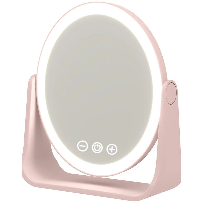 Blushimmer LED makeup mirror with touch dimming, 3x magnifier, portable design, rechargeable vanity mirror on desk