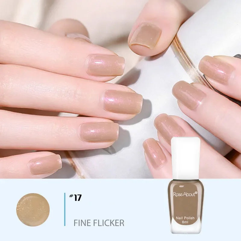 Blushimmer 40-color no-bake water-based nail polish with glitter sequins, long-lasting, quick-drying nude nail polish in a sleek bottle