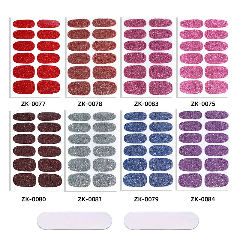 Gradient cat eye nail art stickers by Blushimmer, 16-piece set with waterproof glitter self-adhesive false nail decals.