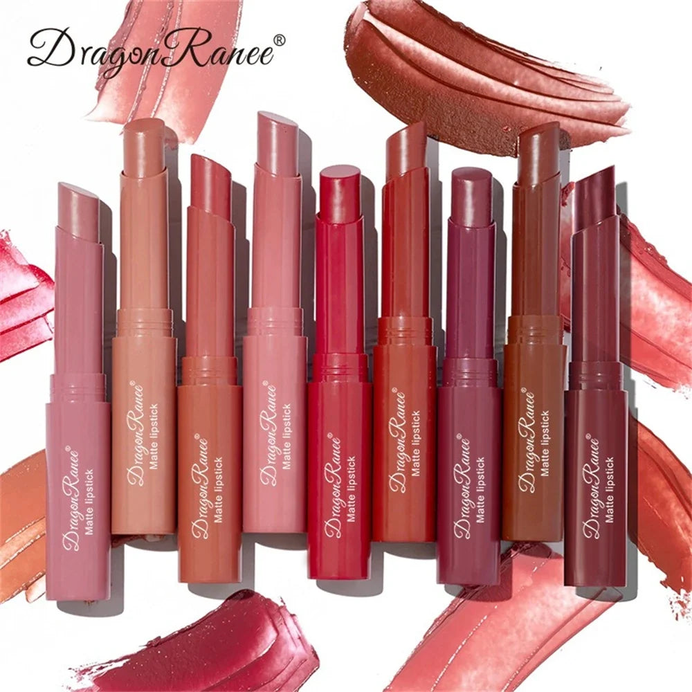 Blushimmer nude matte waterproof lipstick in sexy red velvet shade, long-lasting lip makeup for women with a smooth, fading-resistant finish.