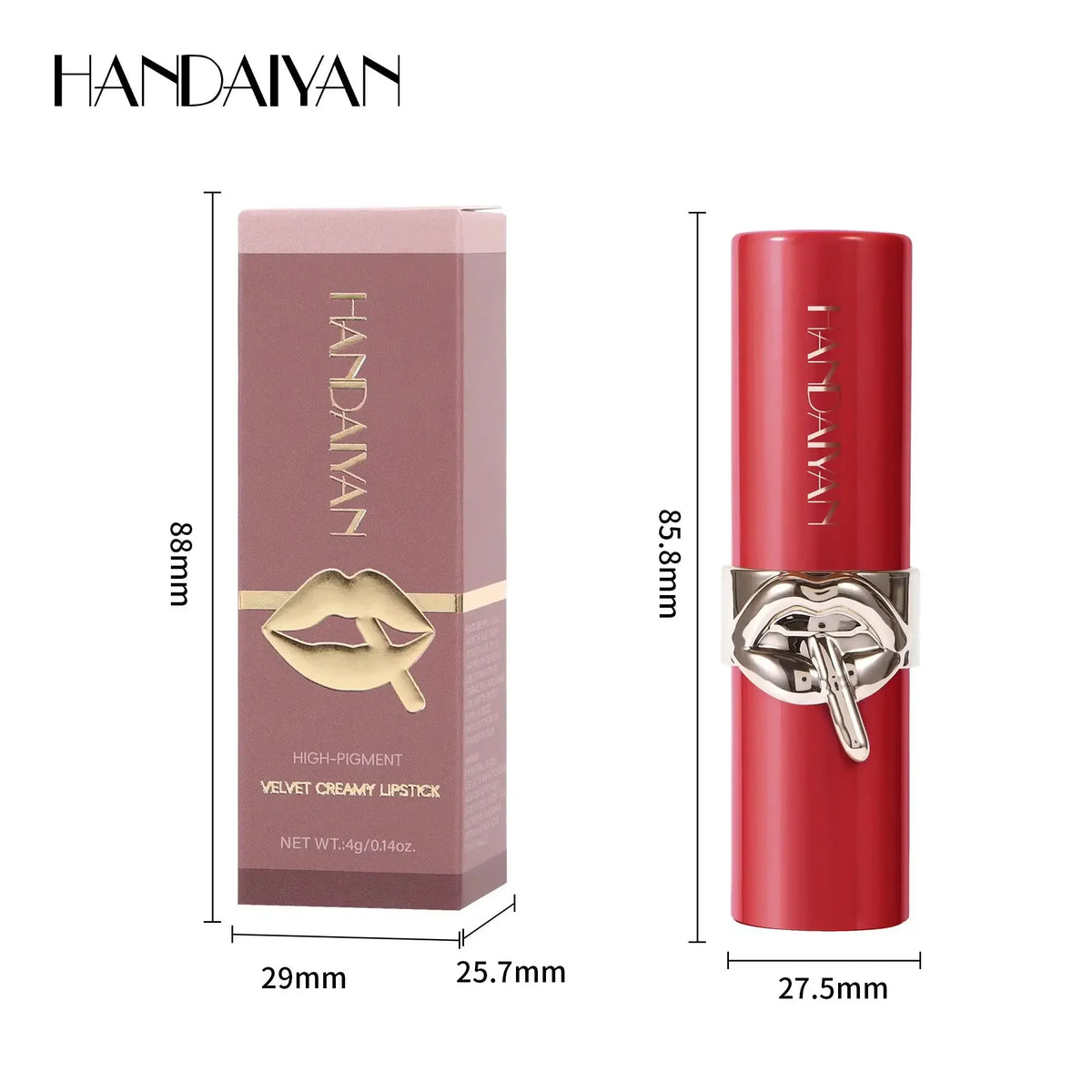 Blushimmer long-lasting velvet lipstick in creamy, waterproof formula with rich color, shown in six shades, smooth lip makeup for women.
