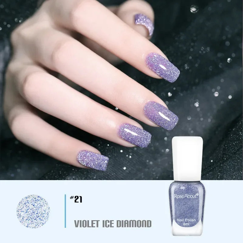 Blushimmer 40-color no-bake water-based nail polish with glitter sequins, long-lasting, quick-drying nude nail polish in a sleek bottle