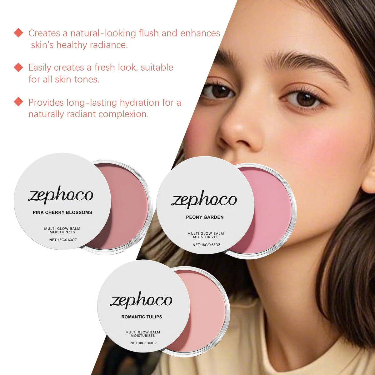 Blushimmer Pink Sakura Cream Blush Stick with natural, hydrating, lightweight formula and smooth, comfortable cheek tint application.
