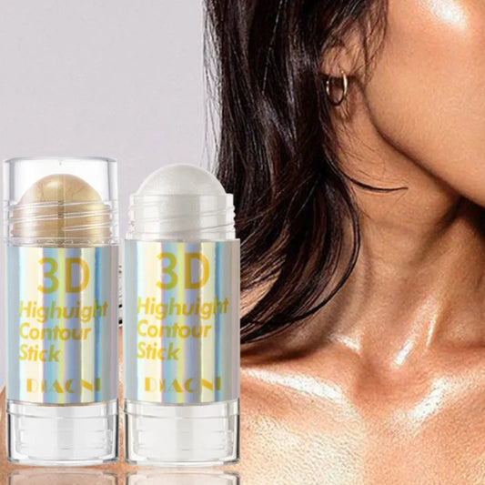 Silcy Skin 3D face highlighter stick in six colors, cosmetic contour and shimmer bronzer for makeup highlighting and concealing.
