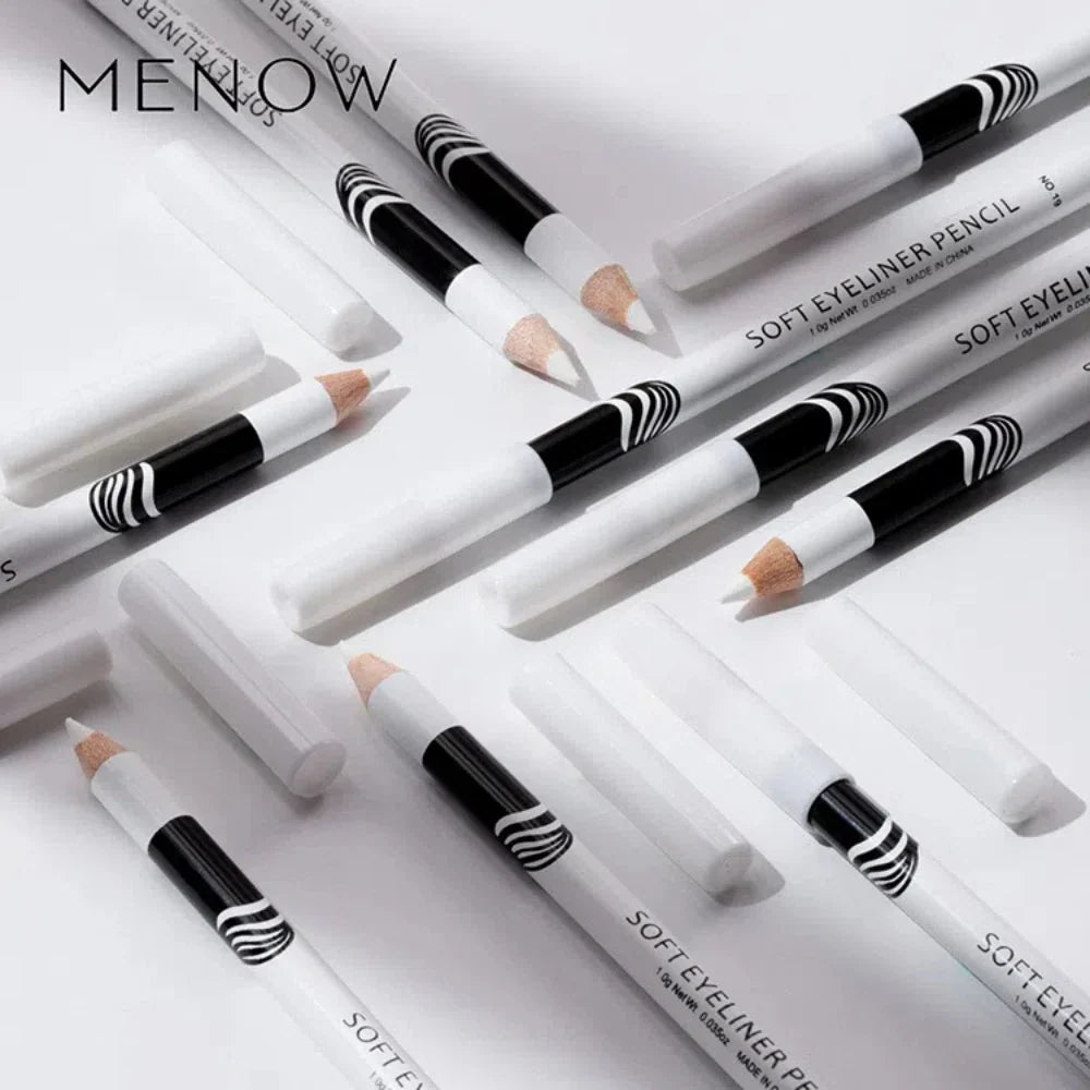 Set of 12 white eyeliner makeup pencils by Blushimmer, waterproof, long-lasting, smooth, easy-to-wear eye brightener and highlighter.