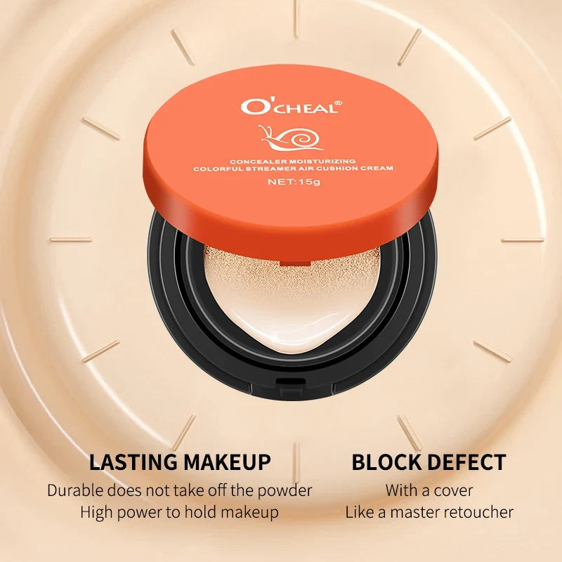 Blushimmer OCHEAL whitening BB cream foundation in air cushion compact for face makeup and concealer, ideal for natural facial beauty.
