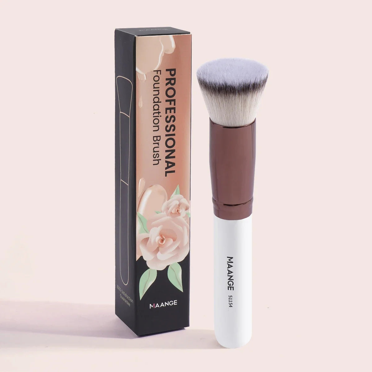 Blushimmer MAANGE 2-piece foundation and blush makeup brush set with soft flat angled kabuki brushes for liquid cosmetics.