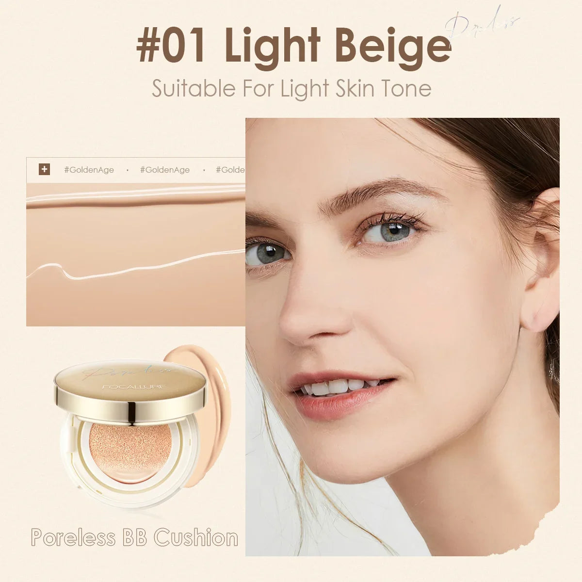 Blushimmer FOCALLURE waterproof matte foundation cushion with high coverage, smooth finish, and poreless, nutritious face makeup.