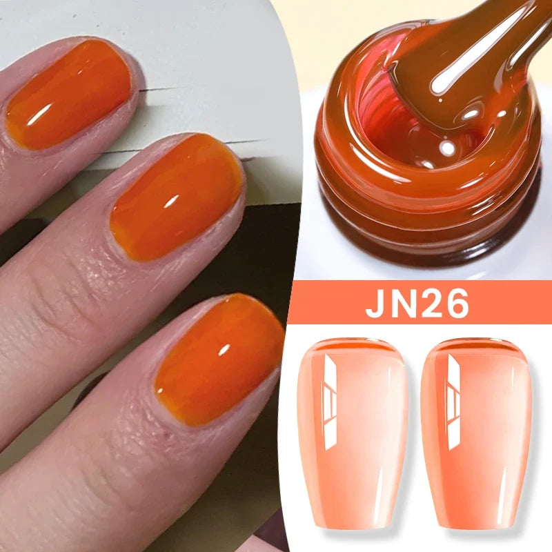 Blushimmer Born Pretty Jelly Nude gel nail polish in light pink peach, 10ml, translucent UV cure gel for DIY nail art at home
