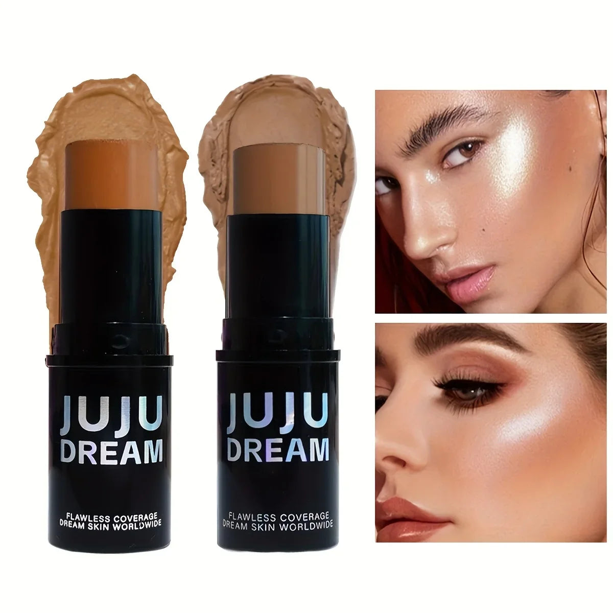 Creamy waterproof contour and concealer stick by Blushimmer, featuring buildable coverage for face bronze and highlighter application.