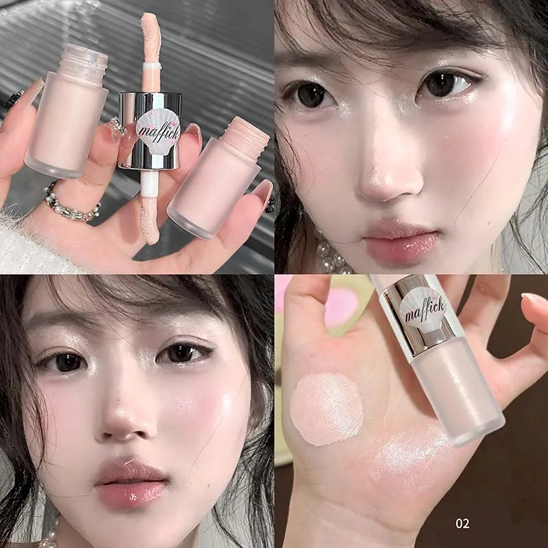 Blushimmer double-head liquid contour and highlighter stick with waterproof gray-brown shade for natural nose shadow makeup application.