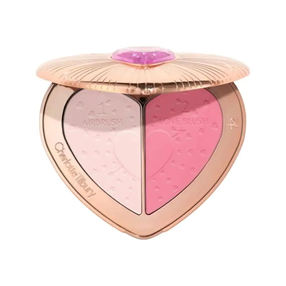 Blushimmer Two Tone Heart Blush with natural glow, smooth finish, 13g, in blush and rosy tones for a flawless look