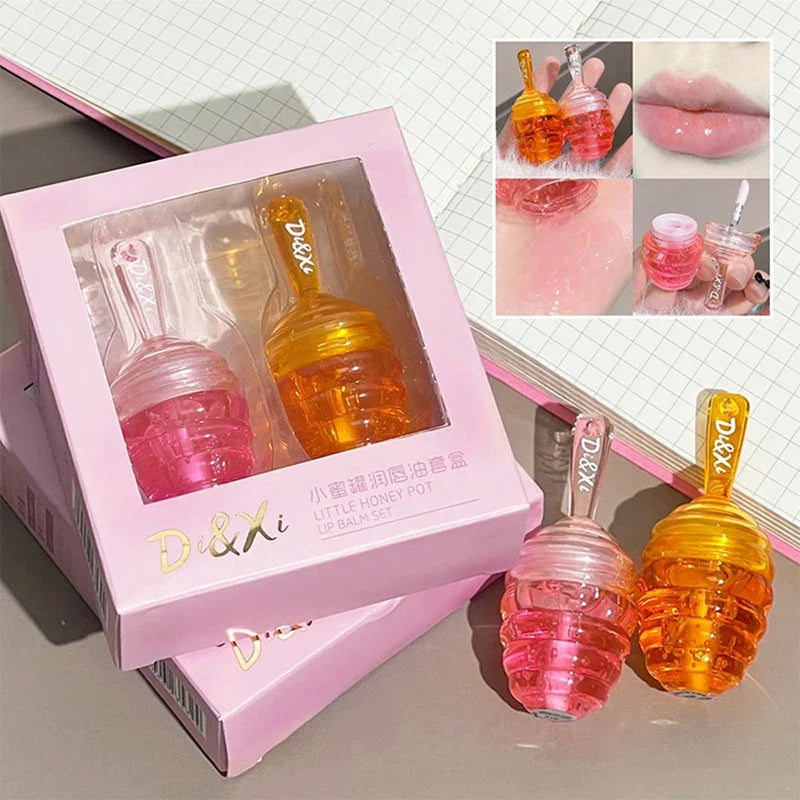 Blushimmer Kleines Honeypot Lippenöl with water-based formula, moisturizing and fading lip pattern, Dudu Lips water lip balm in a small jar