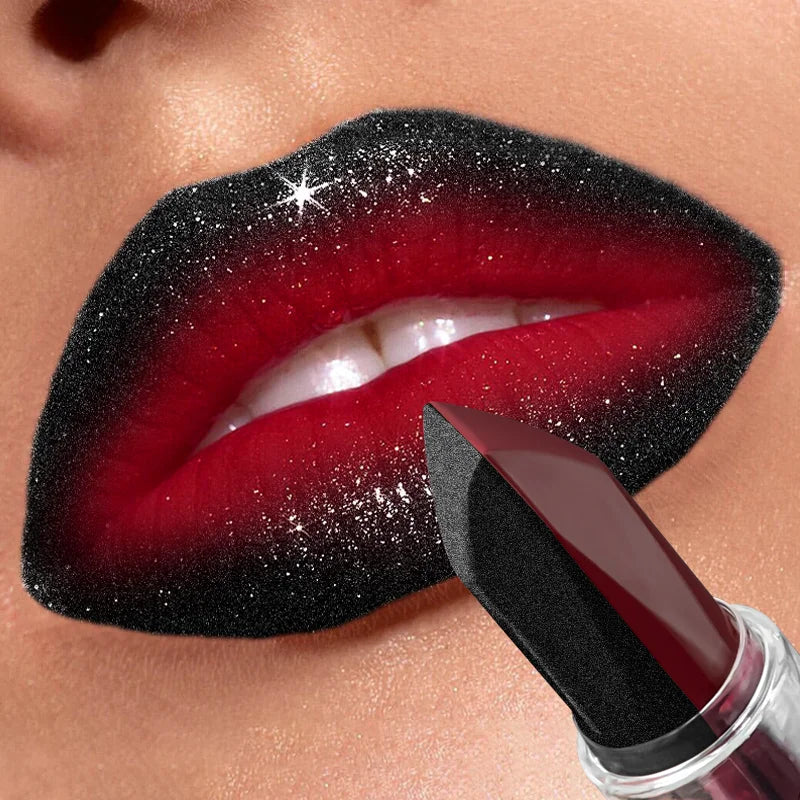Blushimmer waterproof matte lipstick with a vibrant red shade, long-lasting, moisturizing, and non-stick diamond lip tint for sexy lips.