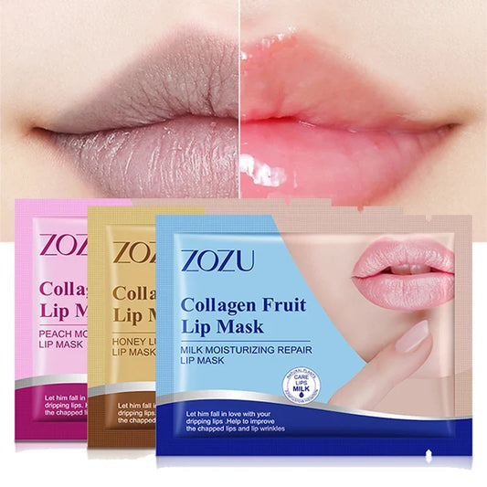 Set of 10 Blushimmer ZOZU Crystal Collagen Lip Masks for plumping, moisturizing, and nourishing lips with anti-wrinkle benefits.