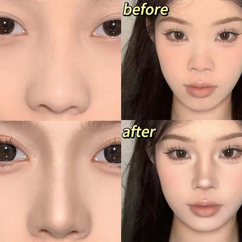 Blushimmer 3D face contouring cream in chocolate gray brown shades for nose shading and natural matte contouring.