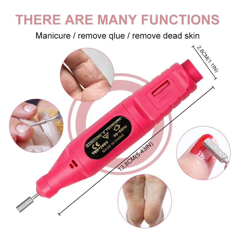 Nail Gel Polish Kit with Nail Drill and UV Light for Beginner Whole Nails Set Professional Manicure Salon & Home Art Tools Kit