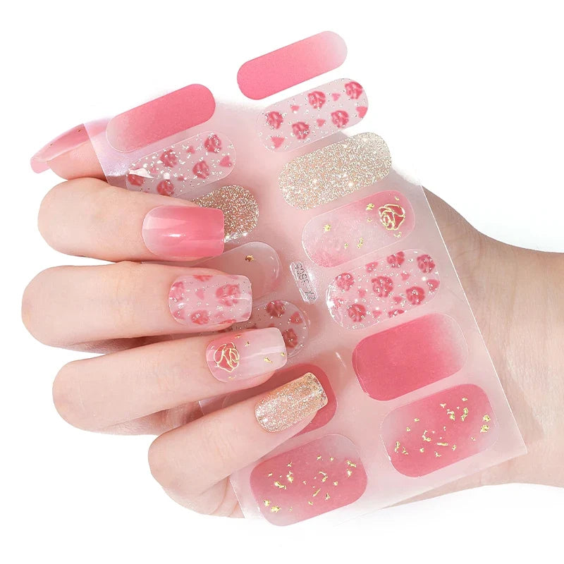 Blushimmer spring summer flower DIY nail stickers with 14 tips, self-adhesive full cover nail decoration decal.