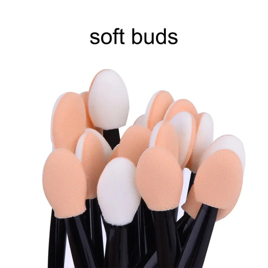 Set of 50/30 disposable eyeshadow brushes by Blushimmer, double-end sponge applicators for easy makeup application.