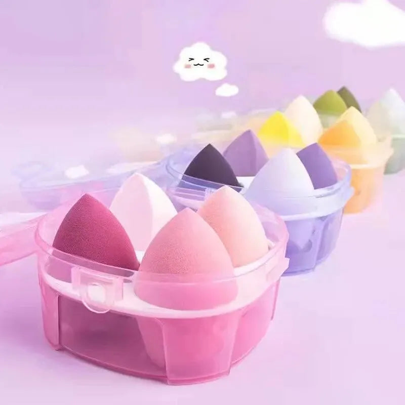 Blushimmer 4-piece beauty egg makeup sponge set with egg box for foundation, face cream, and powder application.