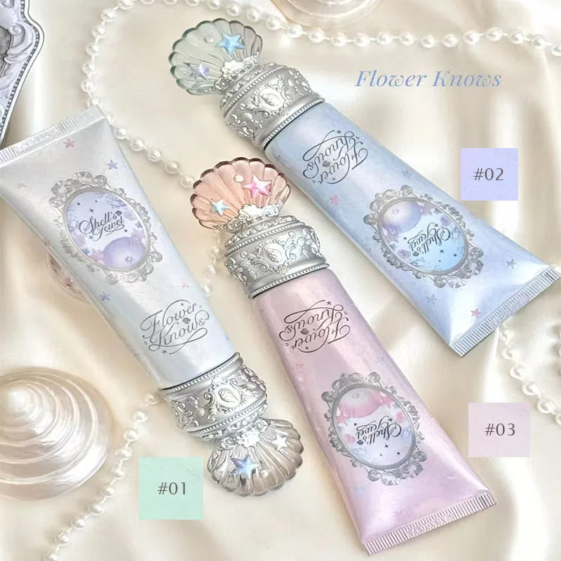Flower Knows Shell Pearl Collection Primer Concealer BB Cream Moisturizing Color Correcting Dry Skin Base Face Brighten Makeup