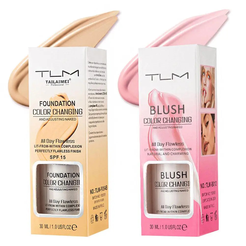 Warming Blush Liquid Foundation Temperature Color Changing Foundation, Naturally Blends Moisturizing Foundation Base Makeup 30ml