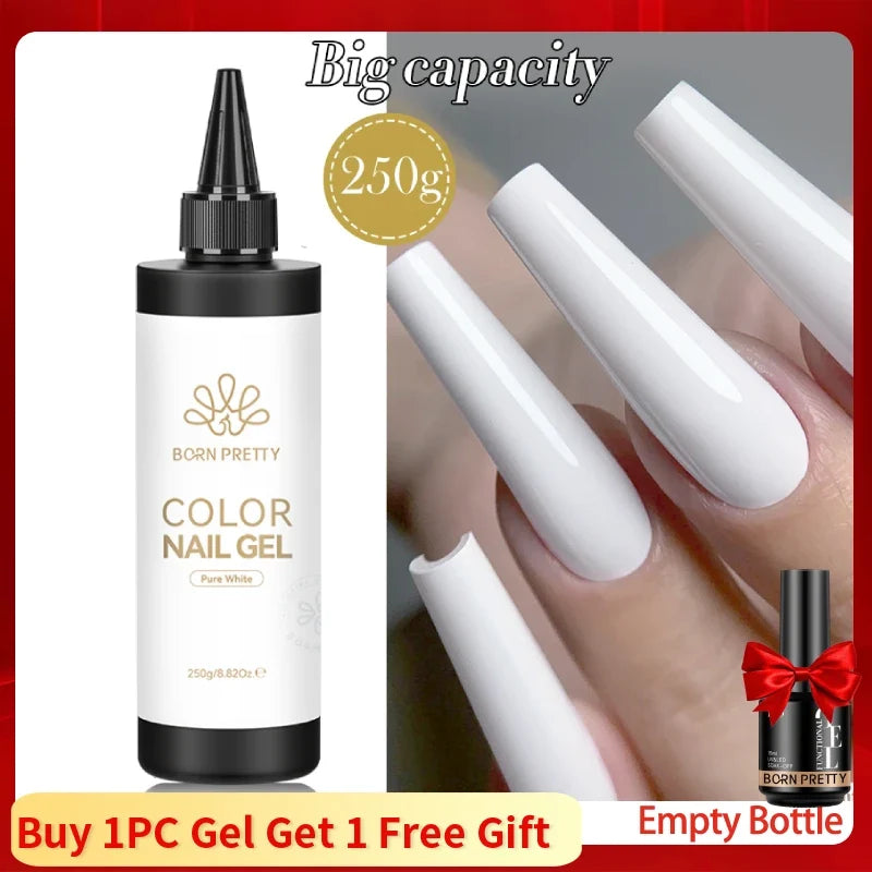 Blushimmer Born Pretty 250g milky white jelly nude gel nail polish refill package with translucent clear semi-permanent soak-off UV gel