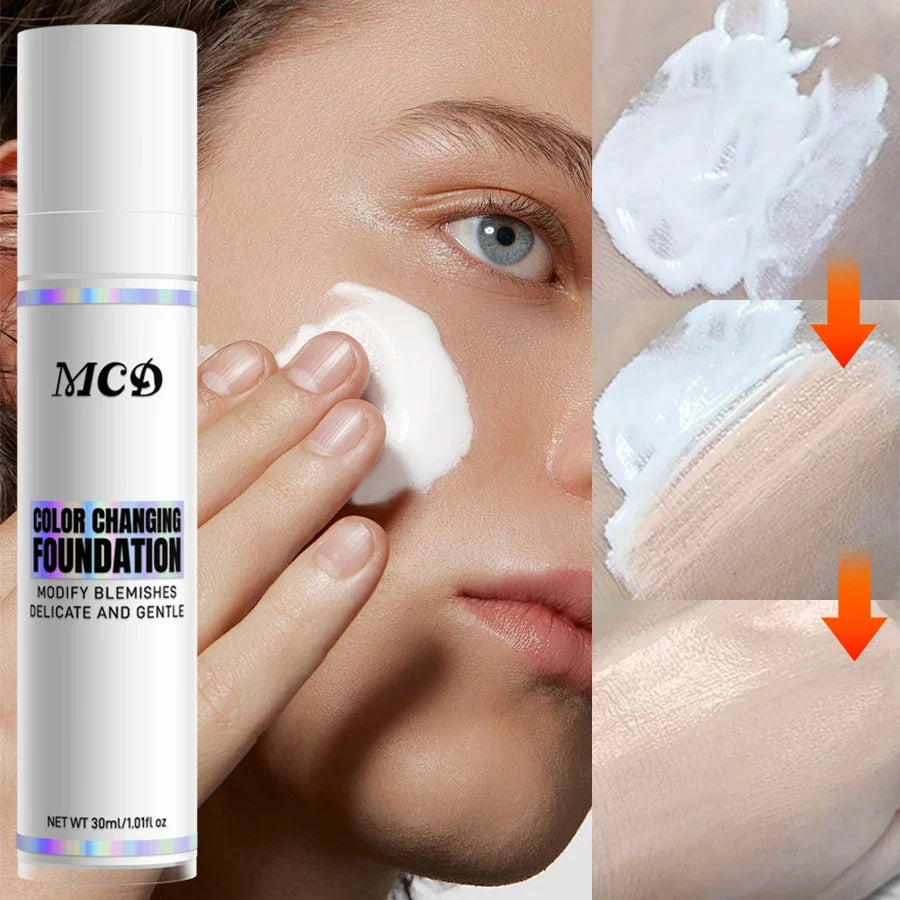 Color Changing Foundation for All Tones Skin Makeup Base Nude Face Full Cover Matte Concealer Long Lasting Liquid Foundation