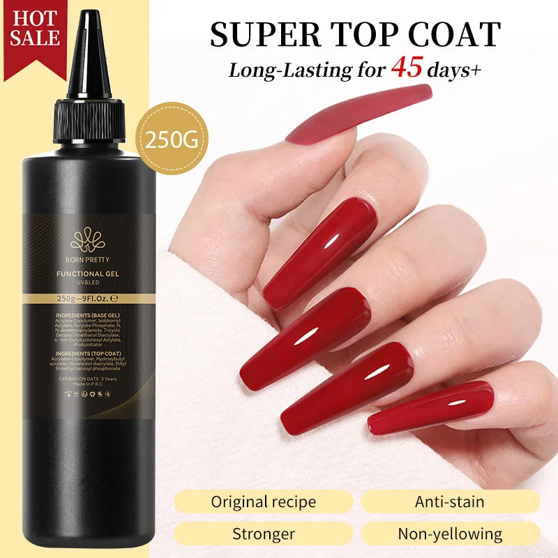 Blushimmer Born Pretty 250g black and white gel nail polish refill package with semi-permanent UV LED soak-off gel in jelly nude color
