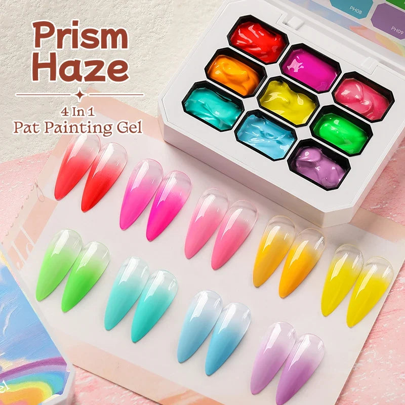 Blushimmer UR SUGAR 9-color gradient gel nail art set featuring DIY design and stamping pattern for professional-looking gradient nails.
