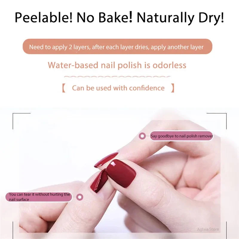Blushimmer no bake water-based nail polish with glitter sequins in 40 colors, quick-drying, tearable, long-lasting nude nail polish