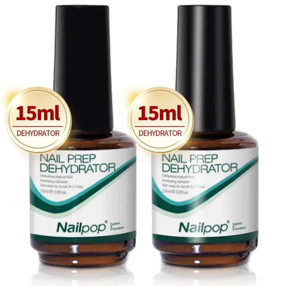 Blushimmer Nailpop Nail Dehydrator and Primer set for acrylic and UV gel nails, acid-free, fast-drying, and superior bonding.
