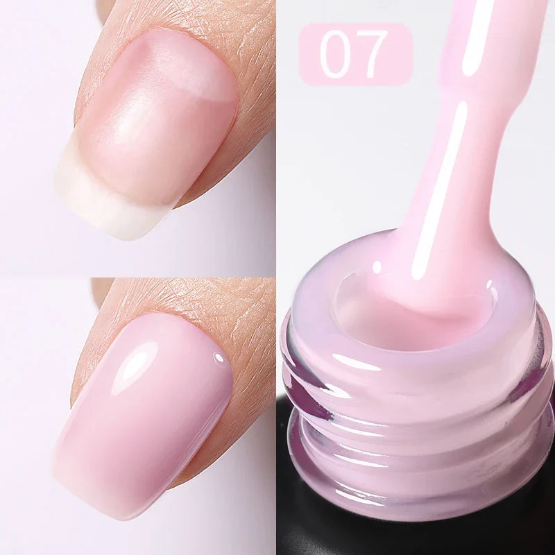 Blushimmer Born Pretty 15ml Jelly Nude Rubber Base Gel in natural milky white, semi-permanent soak-off UV/LED gel varnish